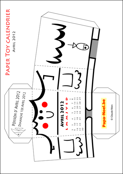Calendrier paper toy avril 2012 gratuit Bricolage fabrication paper toy calendriers poisson d avril