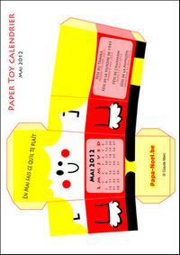Calendrier Paper toy calendrier Mai 2012 imprimable mois de Mai 2012 calendriers gratuits