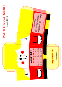 Paper toy calendrier Mars 2012 imprimable mois de Mars 2012 calendriers gratuits