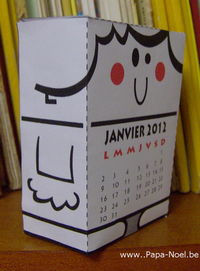 Paper toy calendrier janvier 2012 à imprimer gratuit