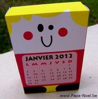 Calendrier à imprimer Janvier 2012 Nouvel an 2012 Paper toy