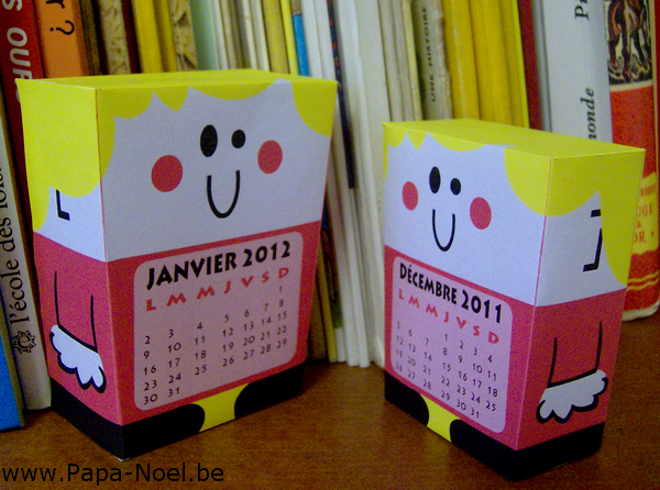 NOEL NOUVEL AN Images Paper toy calendrier de Janvier 2012 DECEMBRE 2012