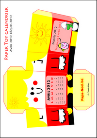 Calendrier Paper toy PAQUES 2012 à imprimer avril 2012 gratuit calendriers PAQUES 2012
