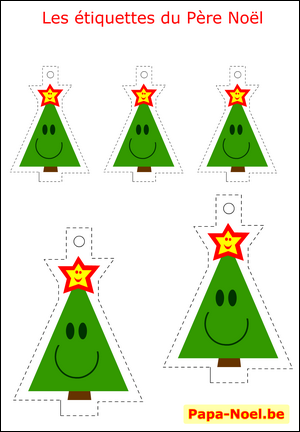 décoration bricolage enfant Noël etiquettes de sapins de NOEL