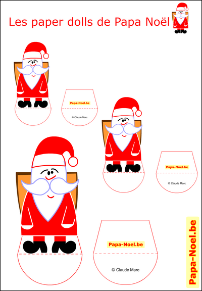 Paper doll Papa Noël gratuit Bricolage de Noël pour enfant bricolages PAPA NOEL enfants fabrication paper doll PERE NOEL couleur facile