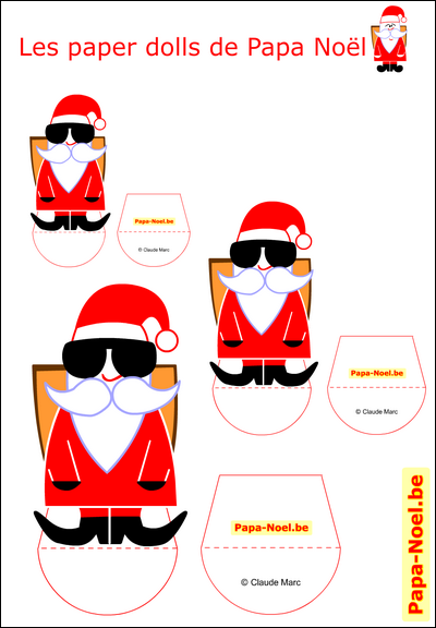 Paper doll Rocker NOEL FRERE de Papa Noël gratuit Bricolage de Noël pour enfant bricolages PAPA NOEL enfants fabrication paper doll PERE NOEL couleur facile