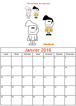 Calendrier janvier 2016  imprimer gratuitement