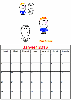 Calendrier janvier 2016  imprimer gratuitement