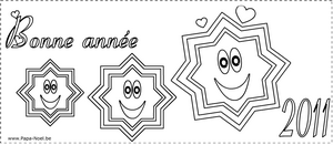 Coloriage de dessin pour souhaiter une bonne annee 2011 etoiles de NOEL gratuit à imprimer faire carte bonne annee 2011