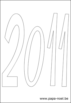 Coloriage de dessin pour souhaiter une bonne annee 2011 gratuit à imprimer faire carte bonne annee 2011 chiffres a colorier