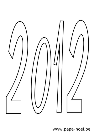 Coloriage de dessin pour souhaiter une bonne annee 2012 gratuit à imprimer faire carte bonne annee 2012 chiffres a colorier