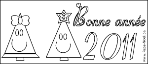 Coloriage a imprimer pour souhaiter une bonne annee 2011 gratuit sapin de NOEL à imprimer faire carte bonne annee 2011