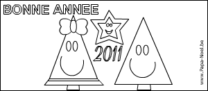 Coloriage pour souhaiter une bonne annee 2011 sapin de NOEL gratuit à imprimer faire carte bonne annee 2011