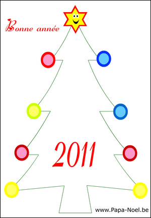Coloriage de dessin pour souhaiter une bonne annee 2011 gratuit à imprimer faire carte bonne annee 2011