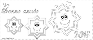 Coloriage de dessin pour souhaiter une bonne annee 2013 etoiles de NOEL gratuit à imprimer faire carte bonne annee 2013