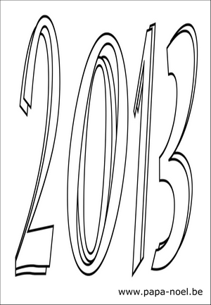 Coloriage de dessin pour souhaiter une bonne annee 2013 gratuit à imprimer faire carte bonne annee 2013 chiffres a colorier