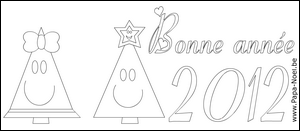 Coloriage a imprimer pour souhaiter une bonne annee 2012 gratuit sapin de NOEL à imprimer faire carte bonne annee 2012