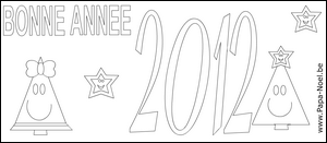 Coloriage pour souhaiter une bonne annee 2012 sapin de NOEL gratuit à imprimer faire carte bonne annee 2012
