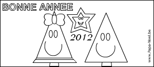 Coloriage pour souhaiter une bonne annee 2012 sapin de NOEL gratuit à imprimer faire carte bonne annee 2012