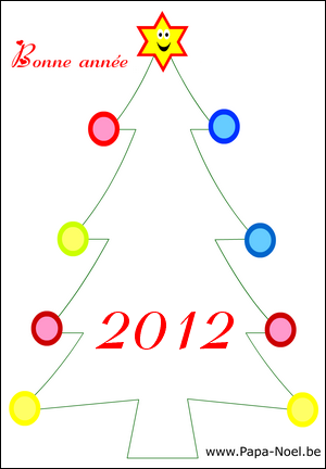 Coloriage de dessin pour souhaiter une bonne annee 2012 gratuit à imprimer faire carte bonne annee 2012