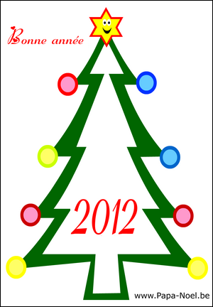 Coloriage de dessin pour souhaiter une bonne annee 2012 gratuit à imprimer faire carte bonne annee 2012