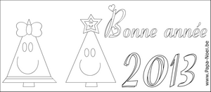 Coloriage a imprimer pour souhaiter une bonne annee 2013 gratuit sapin de NOEL à imprimer faire carte bonne annee 2013