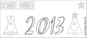 Coloriage pour souhaiter une bonne annee 2013 sapin de NOEL gratuit à imprimer faire carte bonne annee 2013