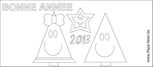 Coloriage pour souhaiter une bonne annee 2013 sapin de NOEL gratuit à imprimer faire carte bonne annee 2013