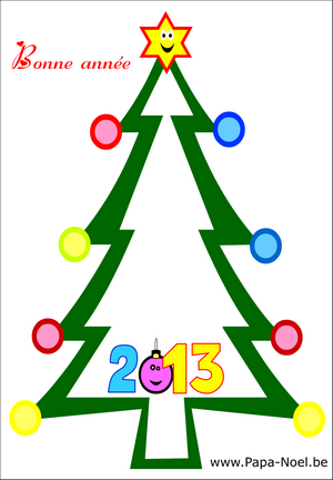 Coloriage de dessin pour souhaiter une bonne annee 2013 gratuit à imprimer faire carte bonne annee 2013