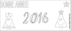 Coloriage pour souhaiter une bonne annee 2016 sapin de NOEL gratuit à imprimer faire carte bonne annee 2016