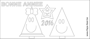 Coloriage pour souhaiter une bonne annee 2016 sapin de NOEL gratuit à imprimer faire carte bonne annee 2016