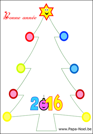 Coloriage de dessin pour souhaiter une bonne annee 2016 gratuit à imprimer faire carte bonne annee 2016