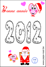coloriage carte bonne ann&eacute;e 2012 nouvel an 2012 carte de nouvel an imprimer
