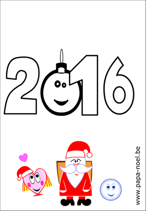 Coloriage de dessin pour  une bonne annee 2016 gratuit à imprimer