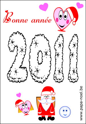 Coloriage de dessin pour souhaiter une bonne annee 2011 gratuit à imprimer