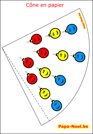 Patron de cône en papier avec boules de NOEL Fabrication d'un CONE en papier Fabriquer une décoration de Noël. Bricolage de Noël facile enfants.