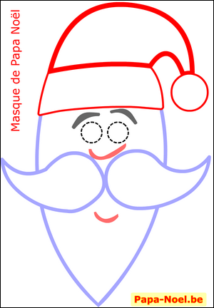 NOEL coloriage masque du PERE NOEL fabrication masque enfant de NOEL pour d&eacute;guisement enfants