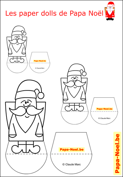 Paper doll Papa Noël gratuit Bricolage de Papa Noël pour enfant bricolages PERE NOEL enfants fabrication paper doll de NOEL pour coloriage paperdoll facile