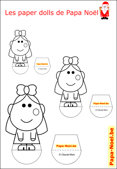 Paper doll Noël dessin de petite fille gratuit Coloriage Bricolage Noël enfant bricolages NOEL enfants fabrication jeux NOEL fillette poupée en papier